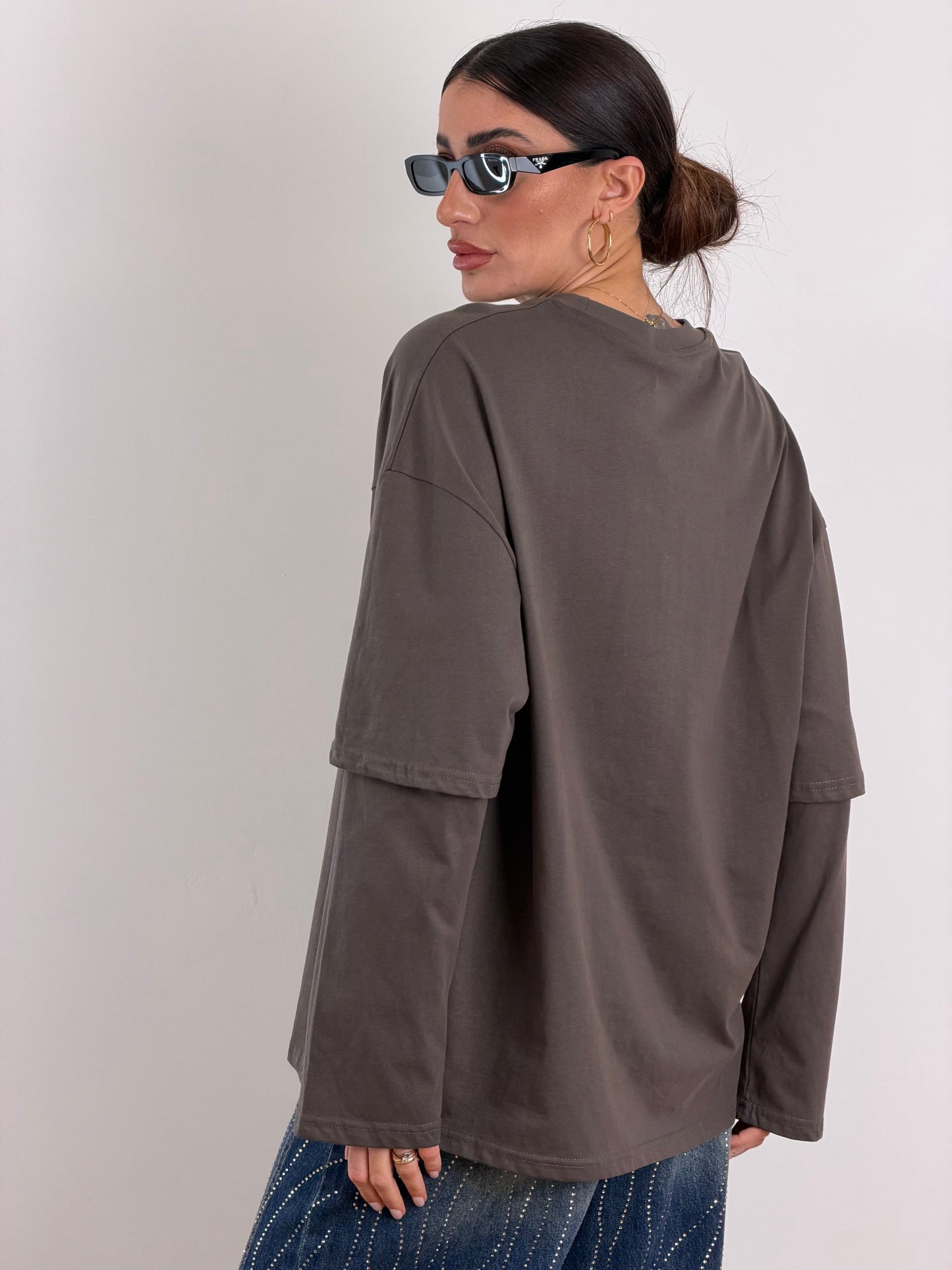 Maxi T shirt over grigio scuro 63992