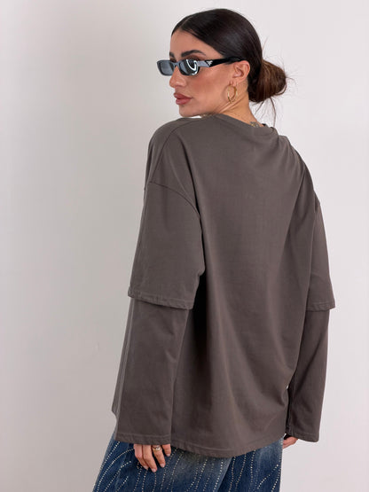 Maxi T shirt over grigio scuro 63992
