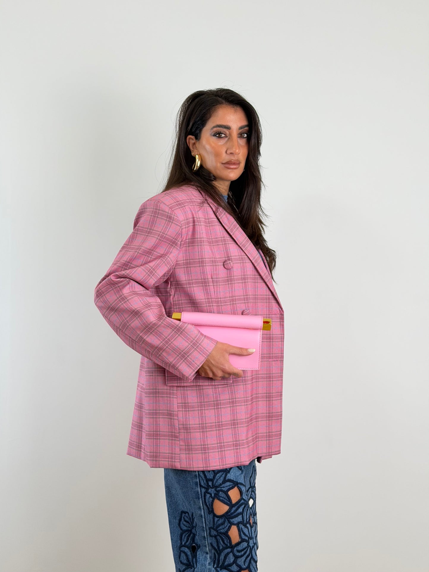 Blazer rosa quadri 13317