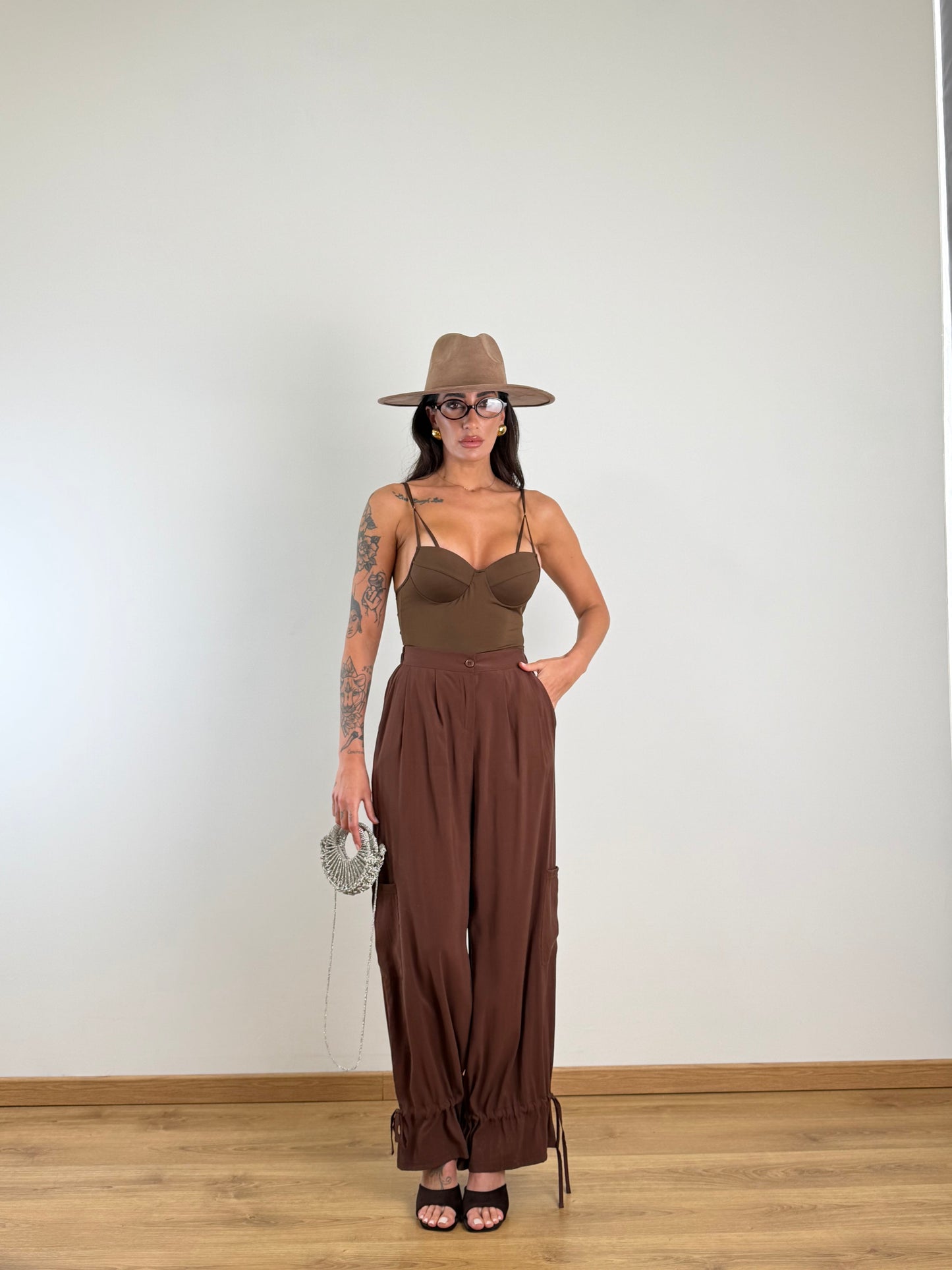 Pantalone Harem marrone 11528.