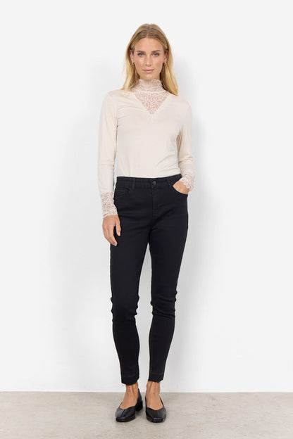Alba™ – Camiseta de Encaje con Escote en V Beige