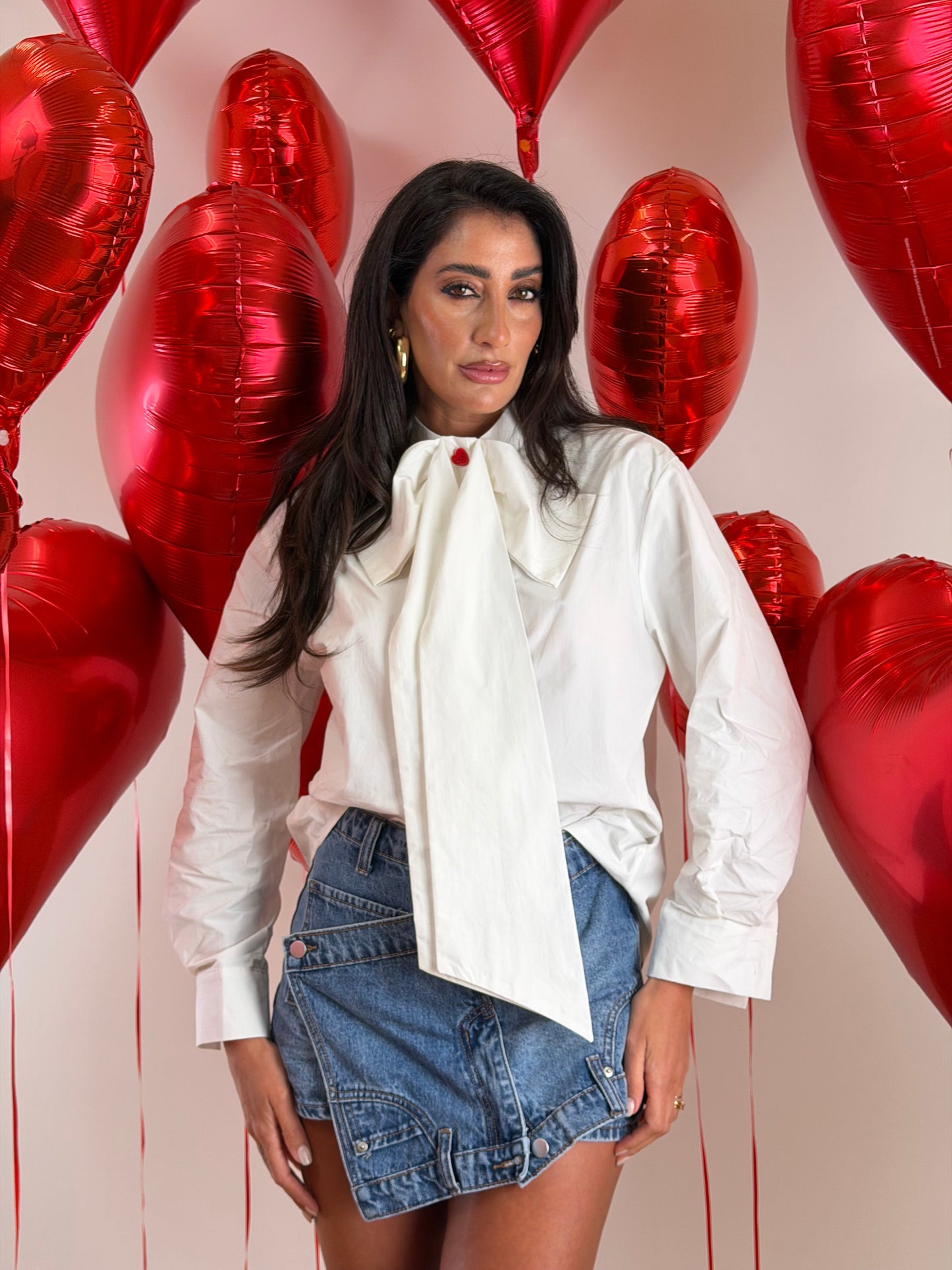 Camicia bianca  fiocco W48758
