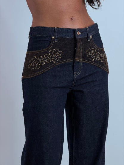 Jeans con velluto marrone H5295