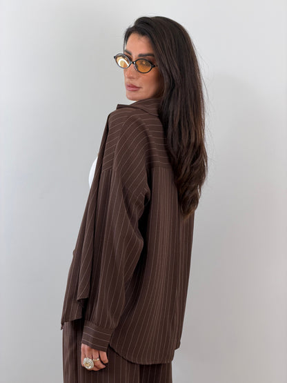 Coordinato marrone gessato 25003