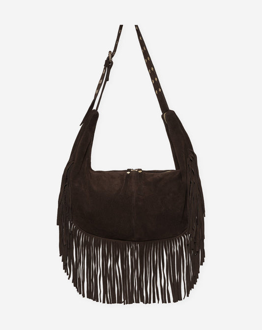 LIVIA FRINGE SUEDE BAG CHOCOLADEBRUIN