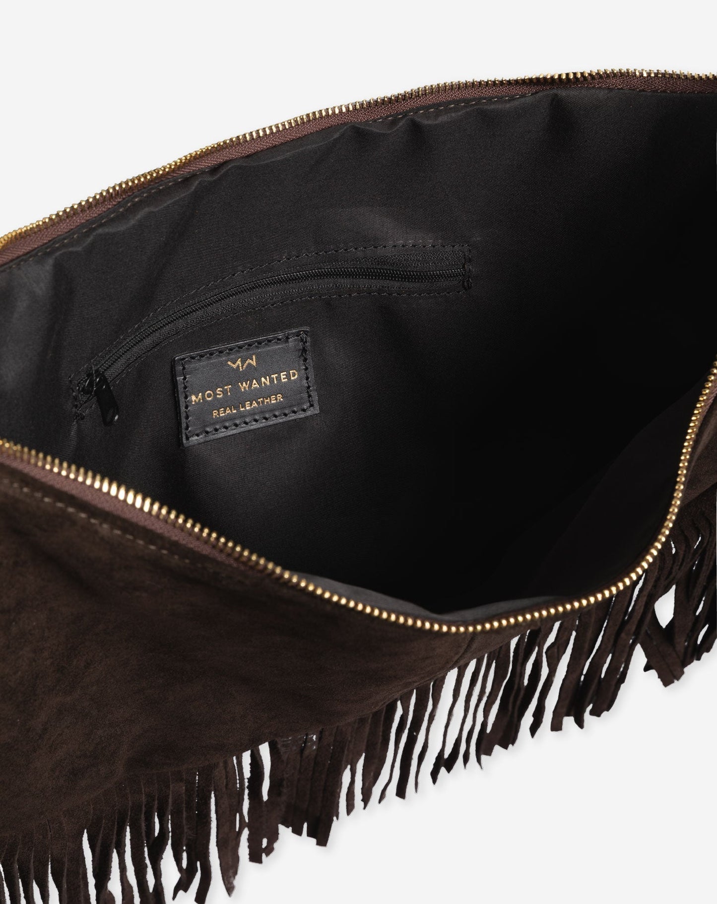 LIVIA FRINGE SUEDE BAG CHOCOLADEBRUIN