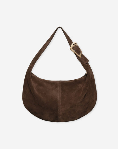 BUCKLE SUEDE SHOULDER BAG BRUIN