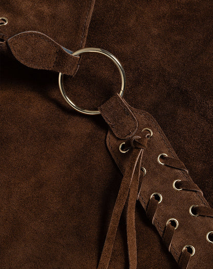 LACE UP SUEDE BAG BRUIN