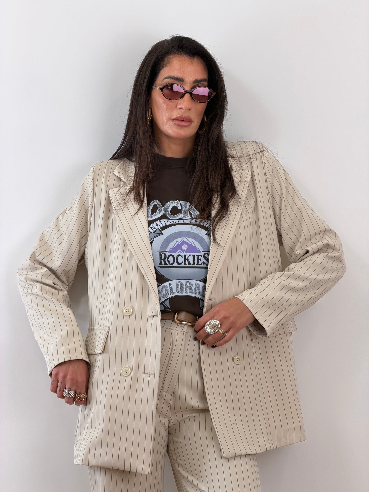 Tailleur crema gessato 30990.