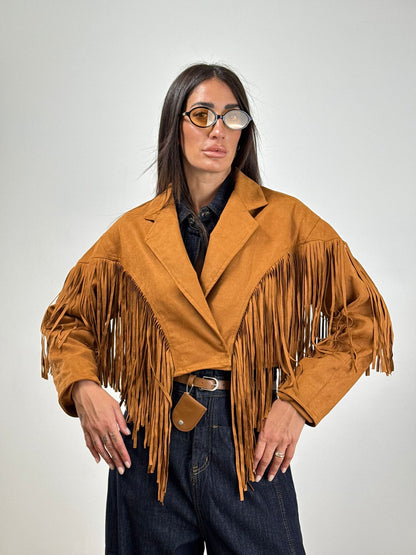 Giubbino CROPED FRANGE CAMEL 44183