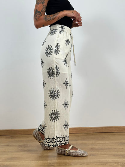 PANTALACCIO RICAMI BEIGE 19256