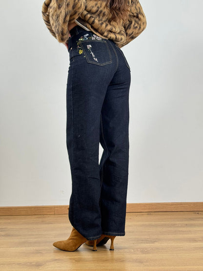 Jeans SCURO RICAMI H5011