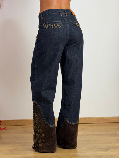 Jeans con velluto marrone H5295