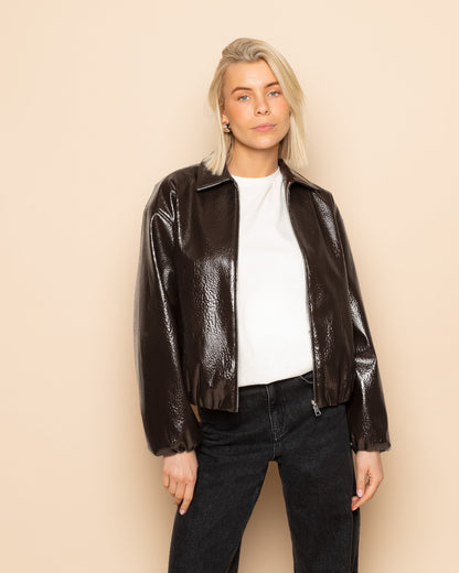 LIZ PU BALLOON JACKET BRUIN