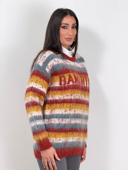 Maxi Pull righe azzurro/rosso M009