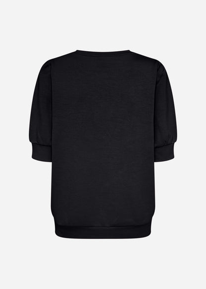 Elena™ – Blusa de Felpa con Mangas Cortas Negra