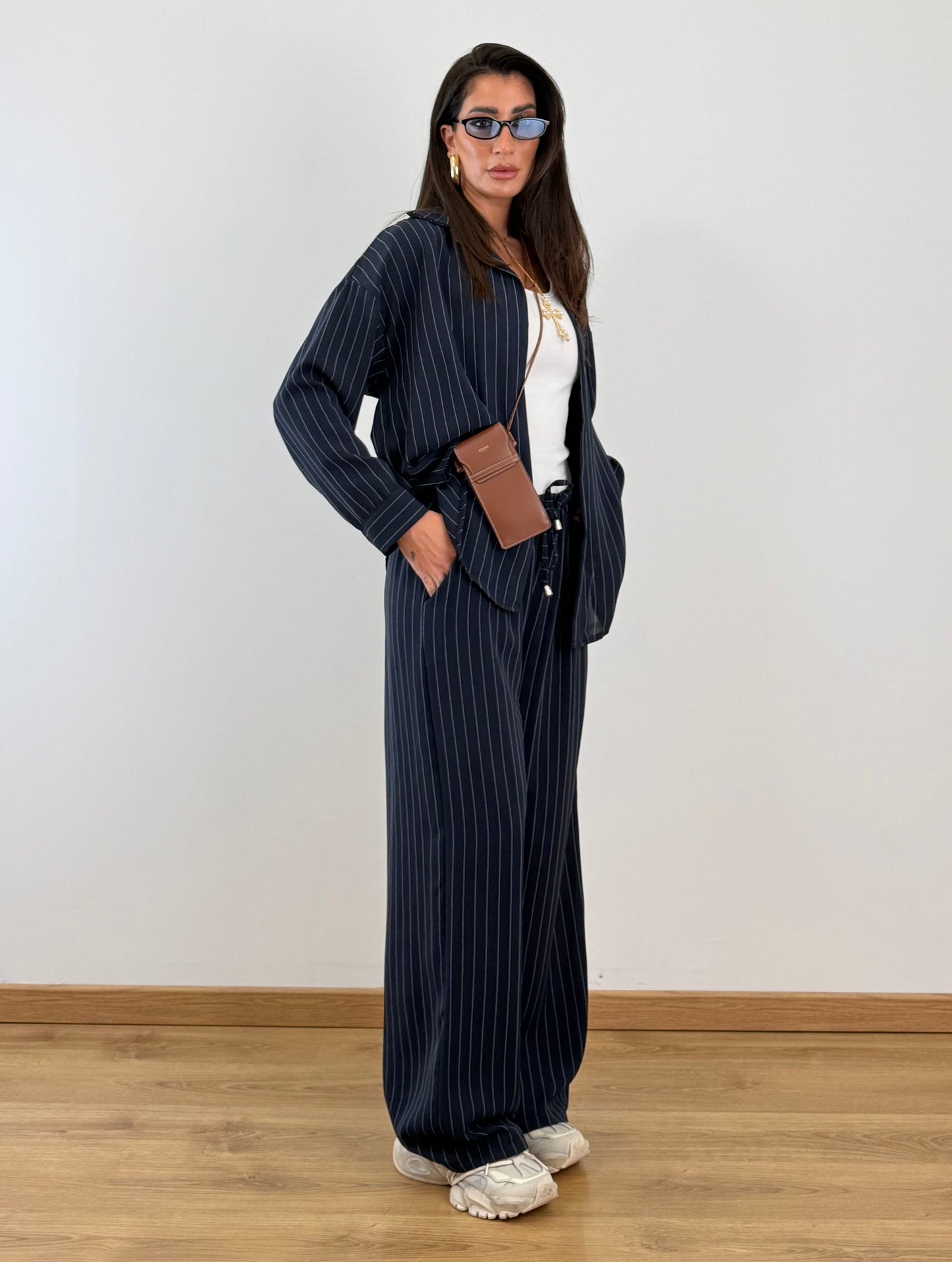 Coordinato blu gessato 25003