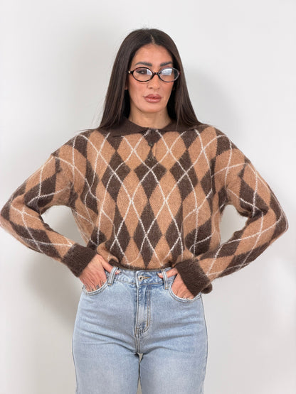 Pull POLO rombi marrone/beige 21267