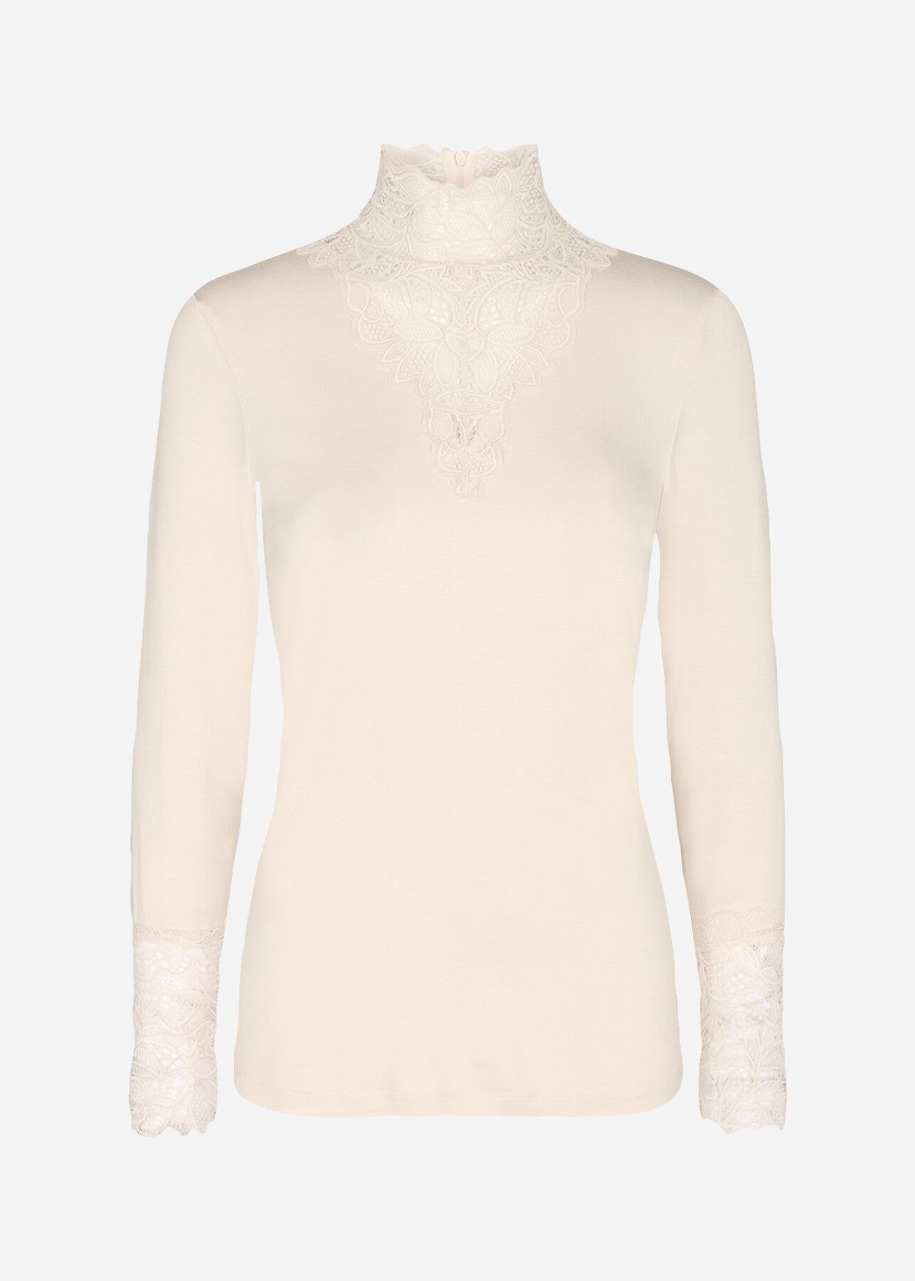 Alba™ – Camiseta de Encaje con Escote en V Beige