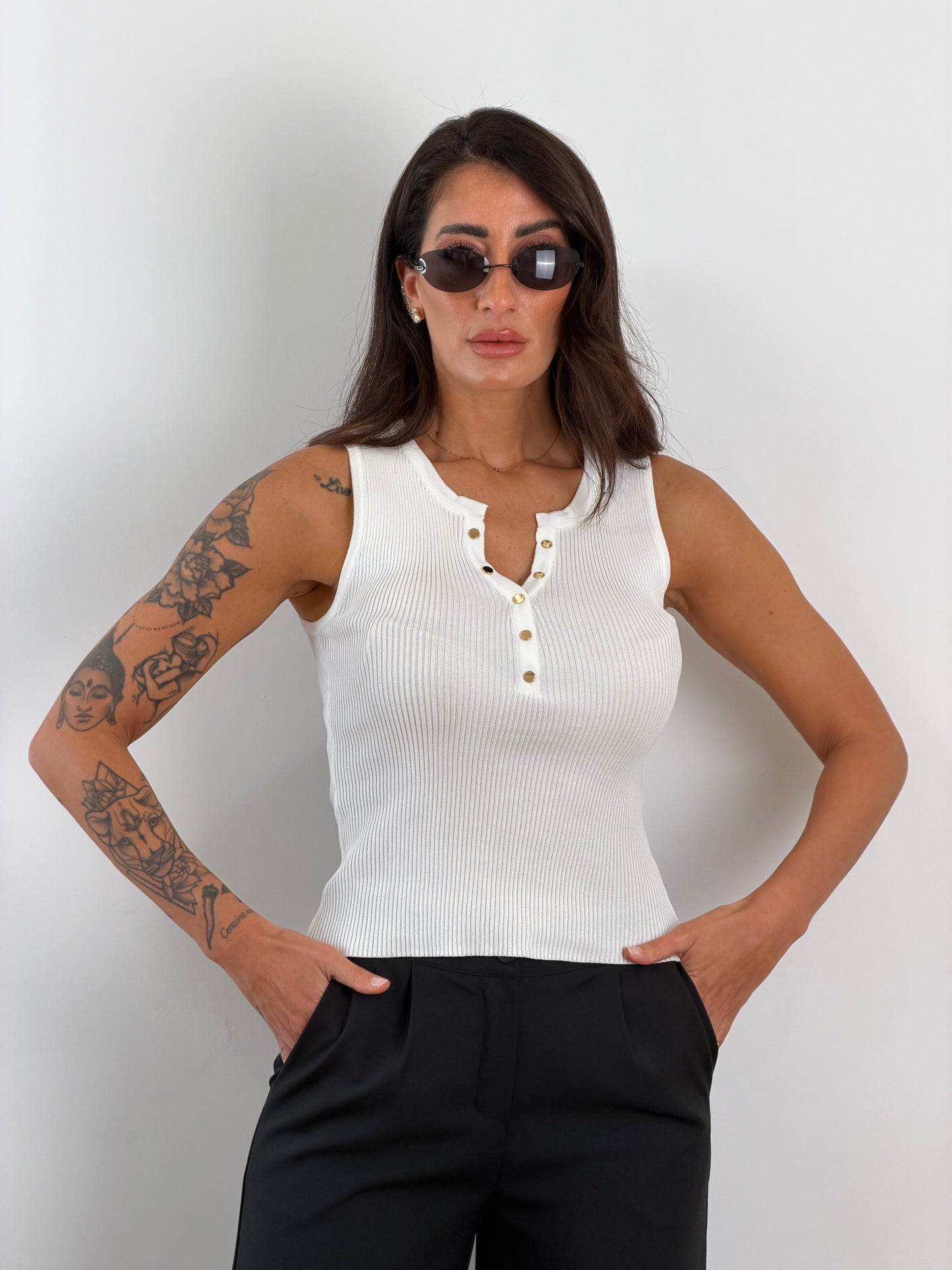 Canotta costine white 6868