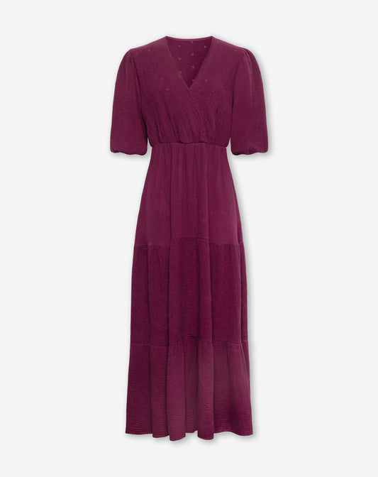 LOIZA FLOWER MOUSSELINE MAXI DRESS CHERRY