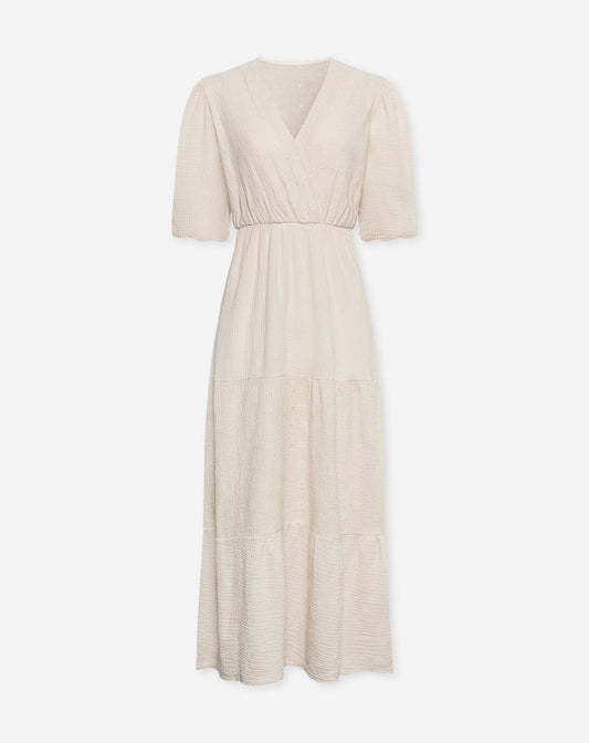 LOIZA FLOWER MOUSSELINE MAXI DRESS ZAND