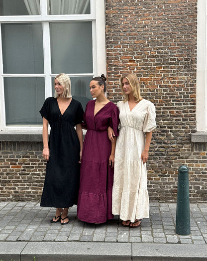 LOIZA FLOWER MOUSSELINE MAXI DRESS CHERRY