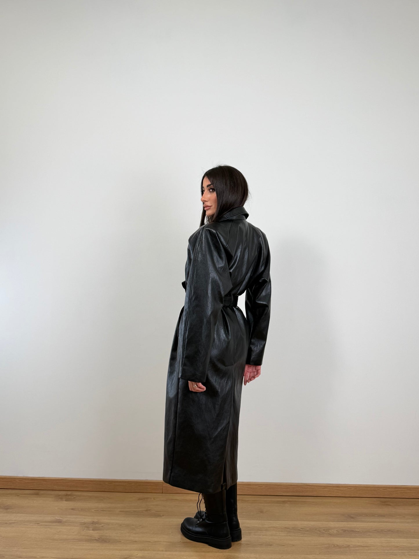 Trench lumina ecopelle nero LD5066