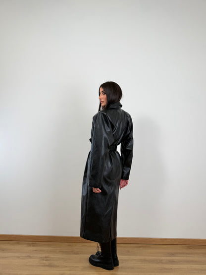 Trench lumina ecopelle nero LD5066