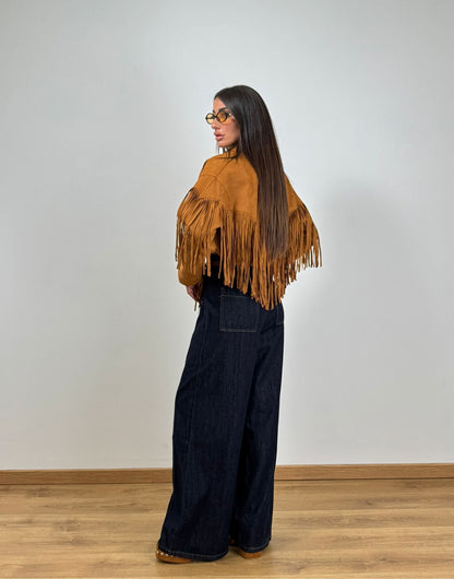 Giubbino CROPED FRANGE CAMEL 44183