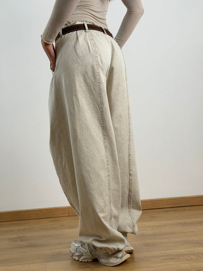 Jeans ballon beige/marrone TR811