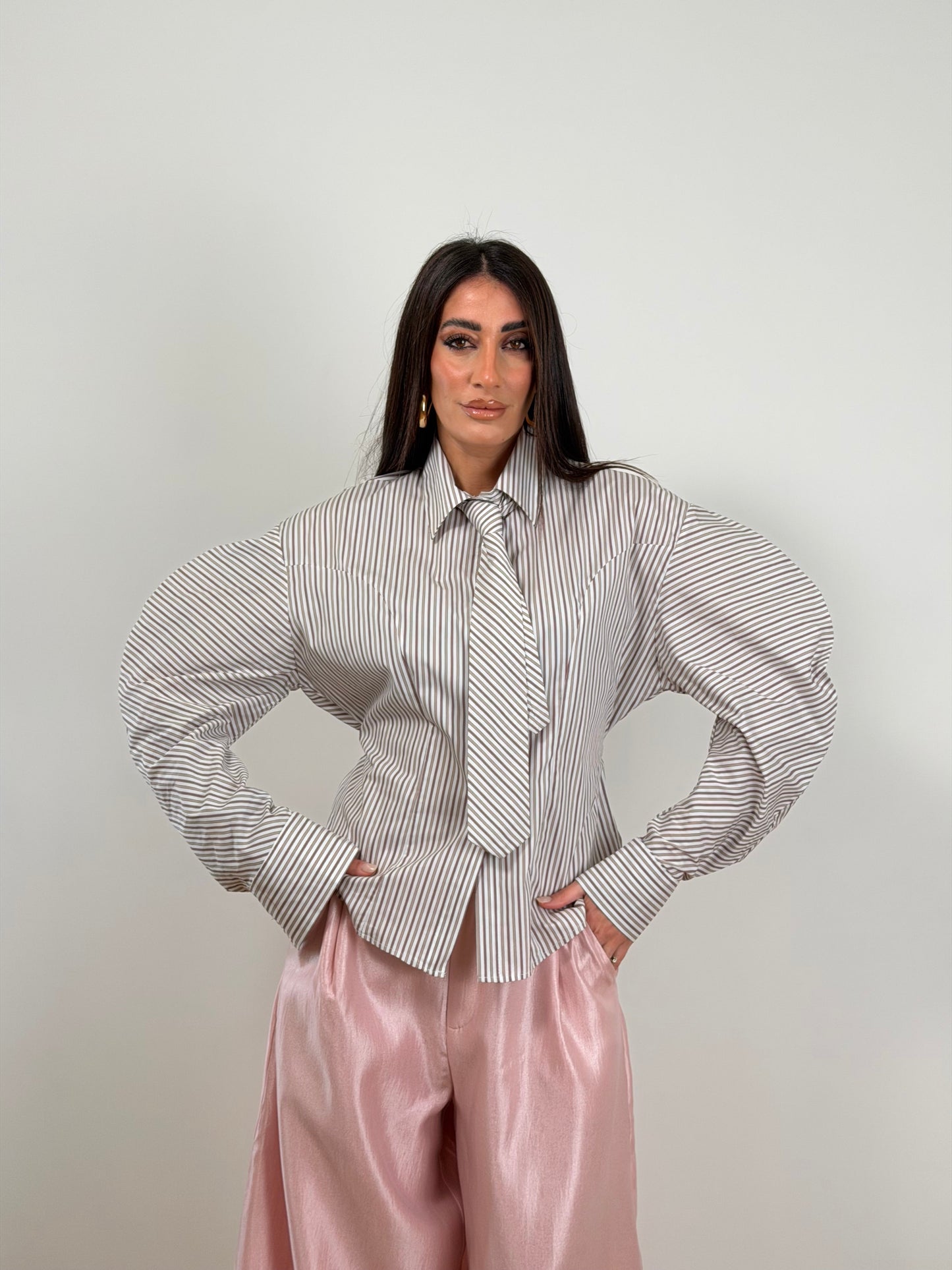 Camicia just west righe rosa 12614C