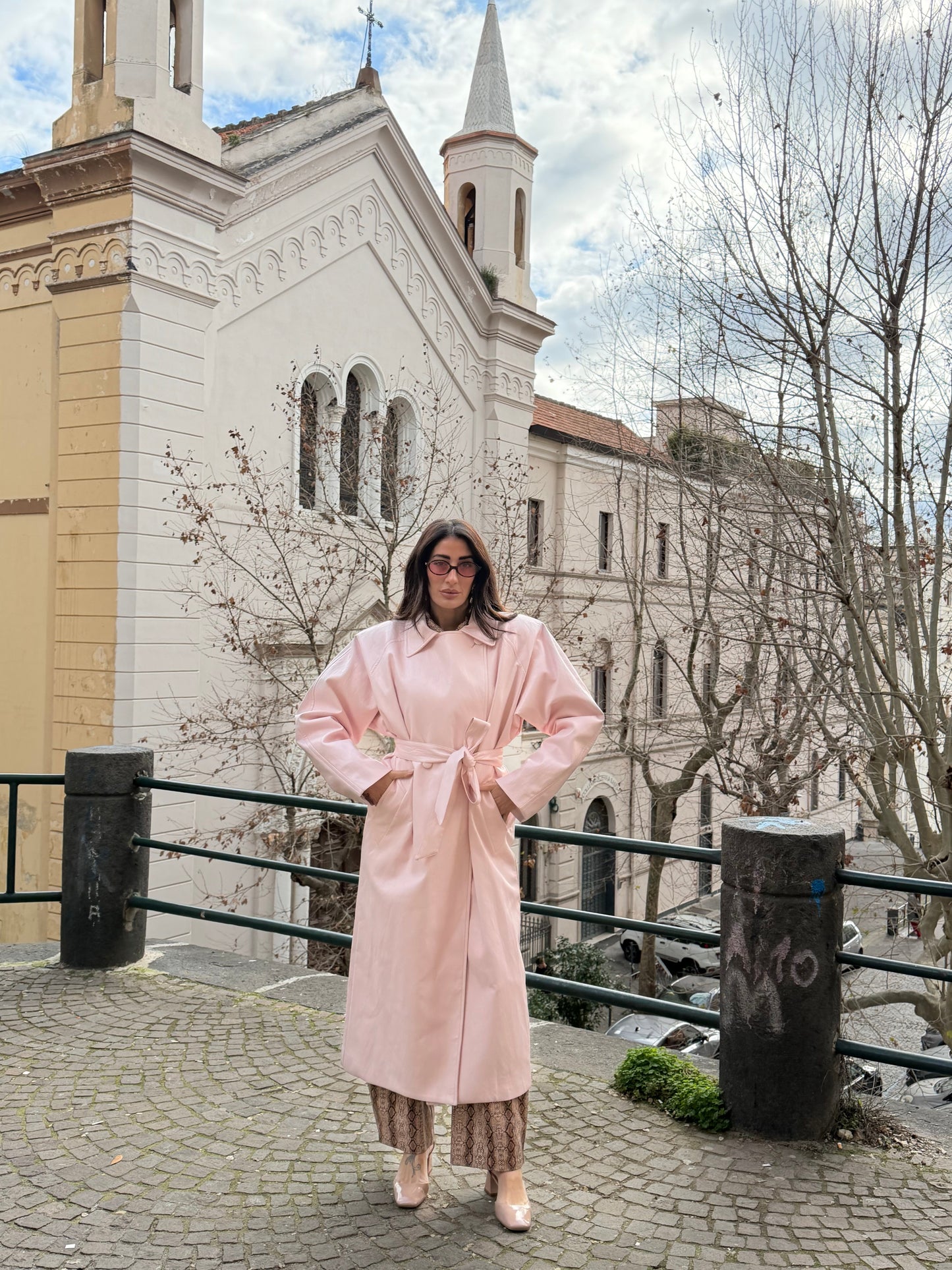 Trench ecopelle rosa Lumina LD5066