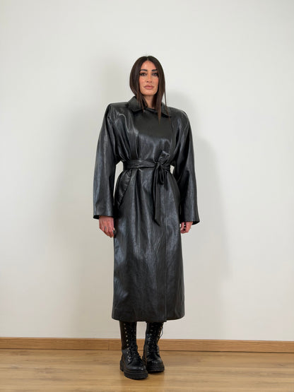Trench lumina ecopelle nero LD5066