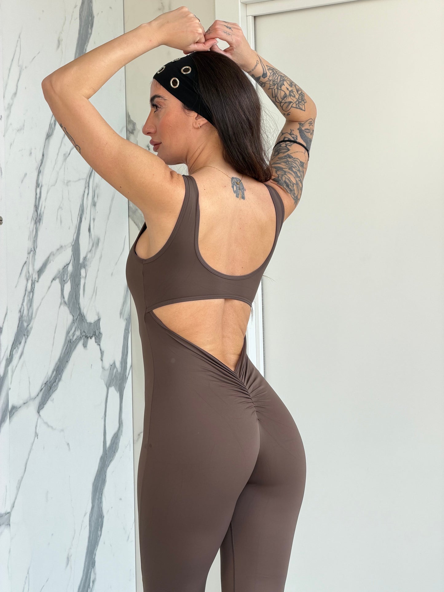 Tutina fit drappeggio 3326 marrone