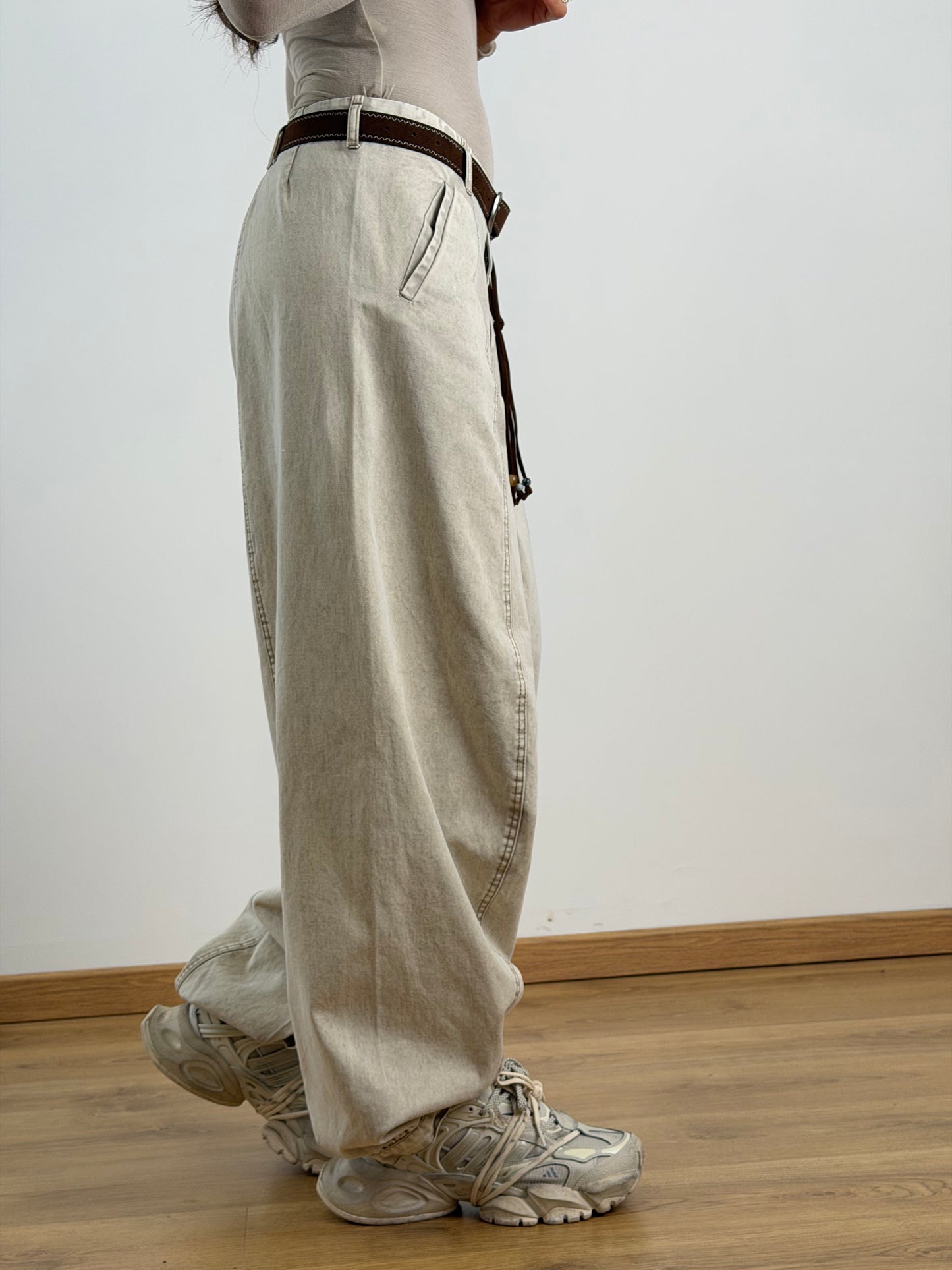 Jeans ballon beige/marrone TR811