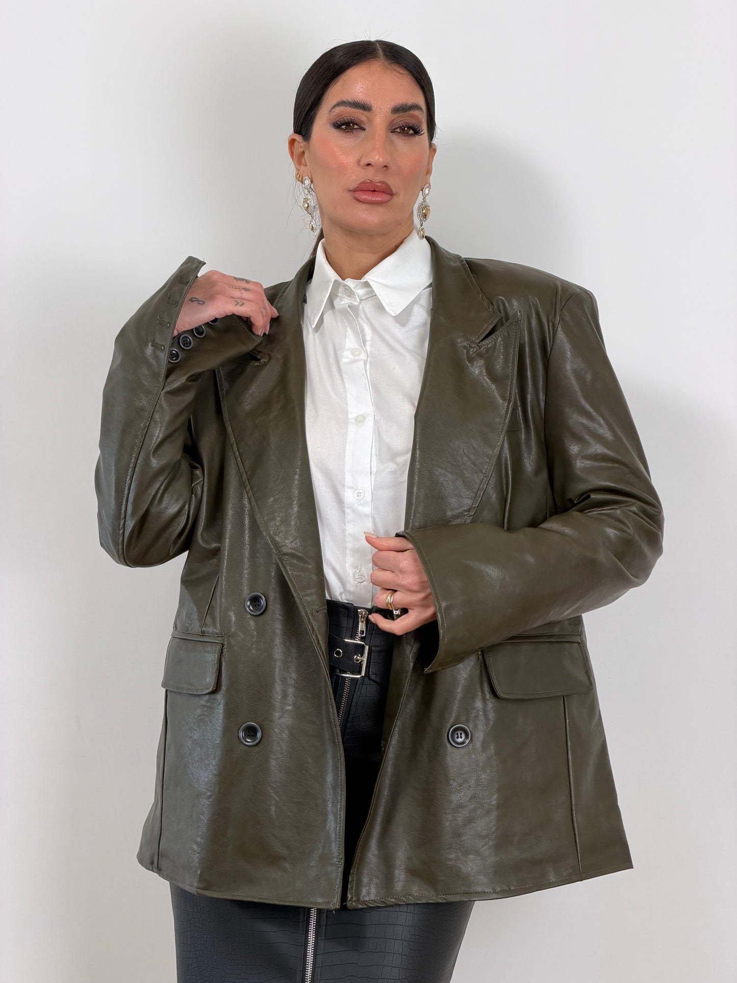 Blazer ecopelle verde w48510