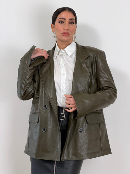 Blazer ecopelle verde w48510