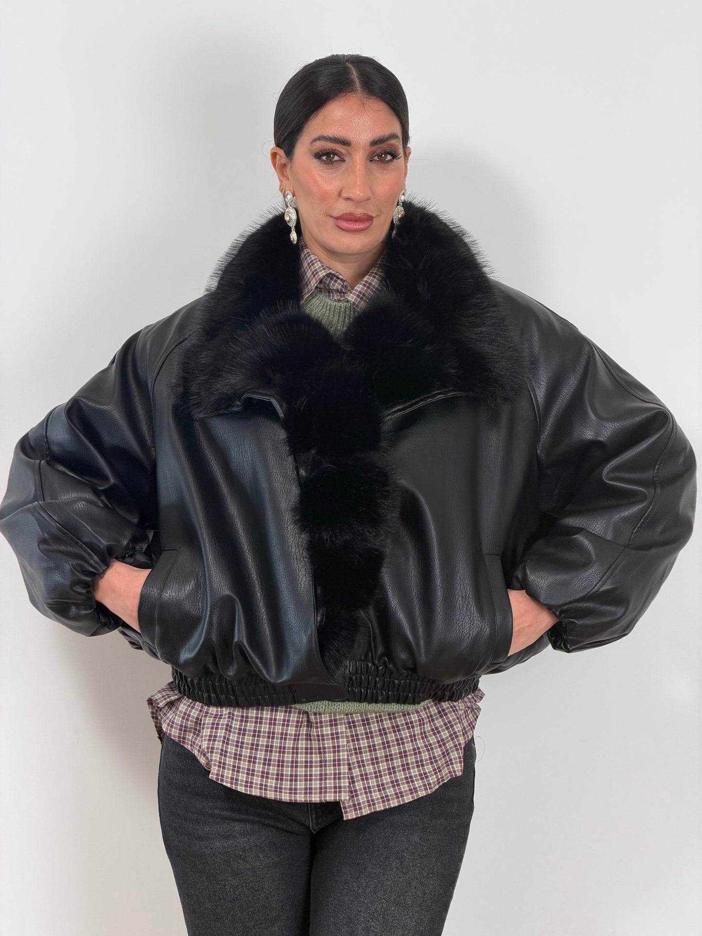 Bomber ecopelle nero imbottito12082