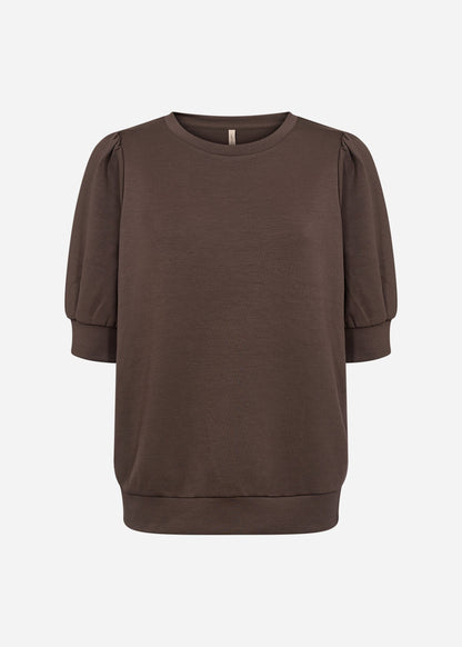 Elena™ – Blusa de Felpa con Mangas Cortas Marrón