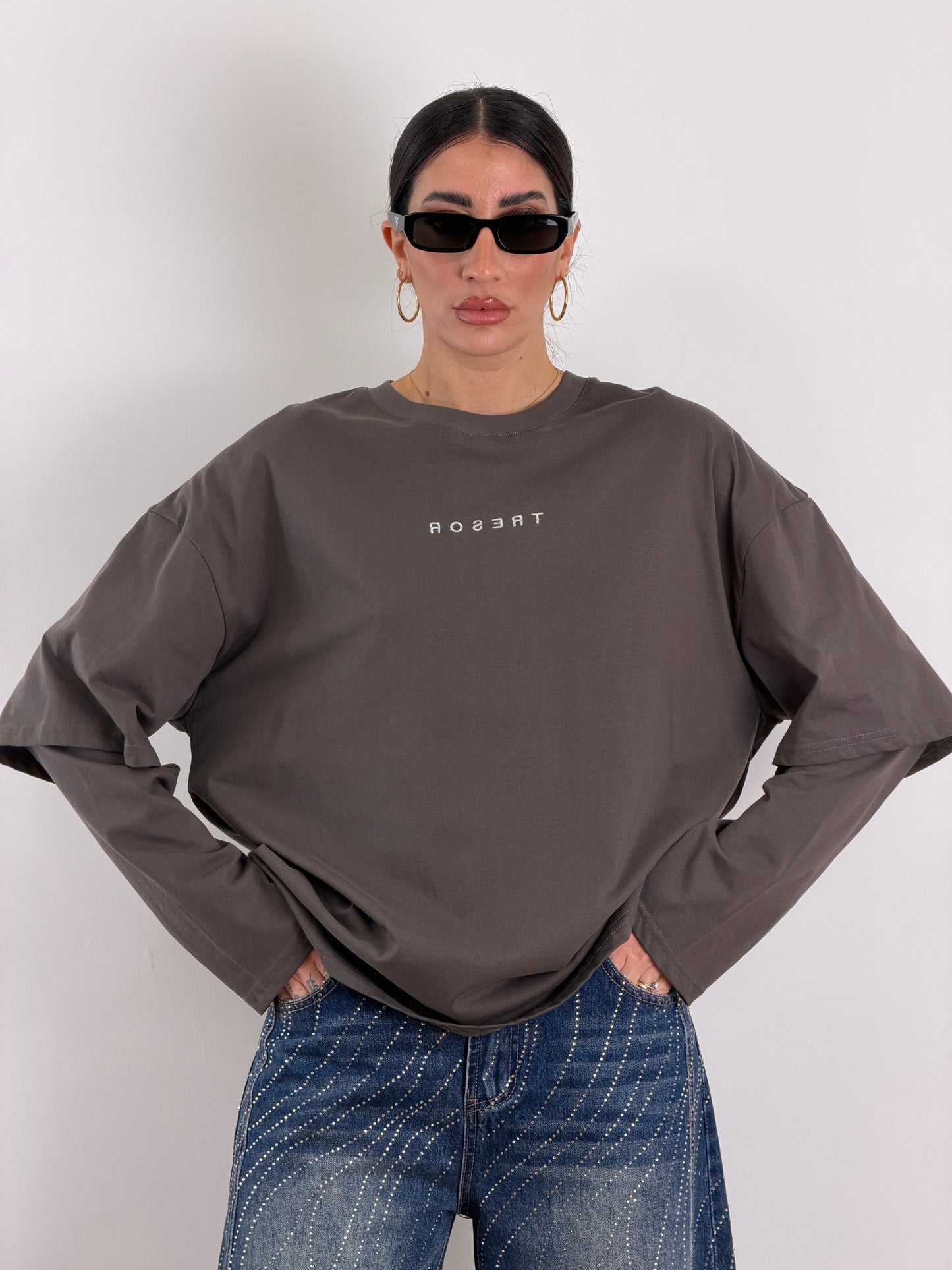 Maxi T shirt over grigio scuro 63992