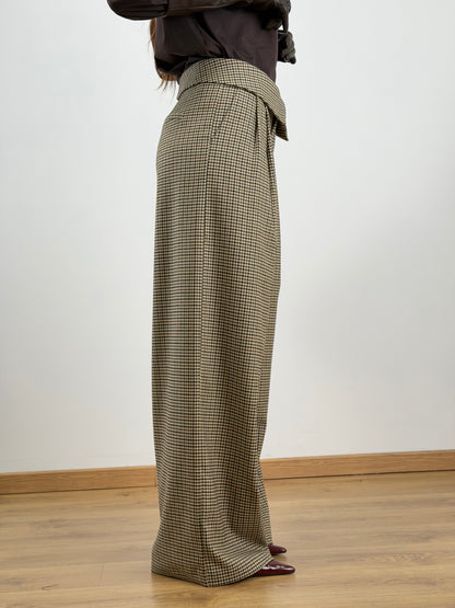Pantaloni Lumina quadri cammello 260071
