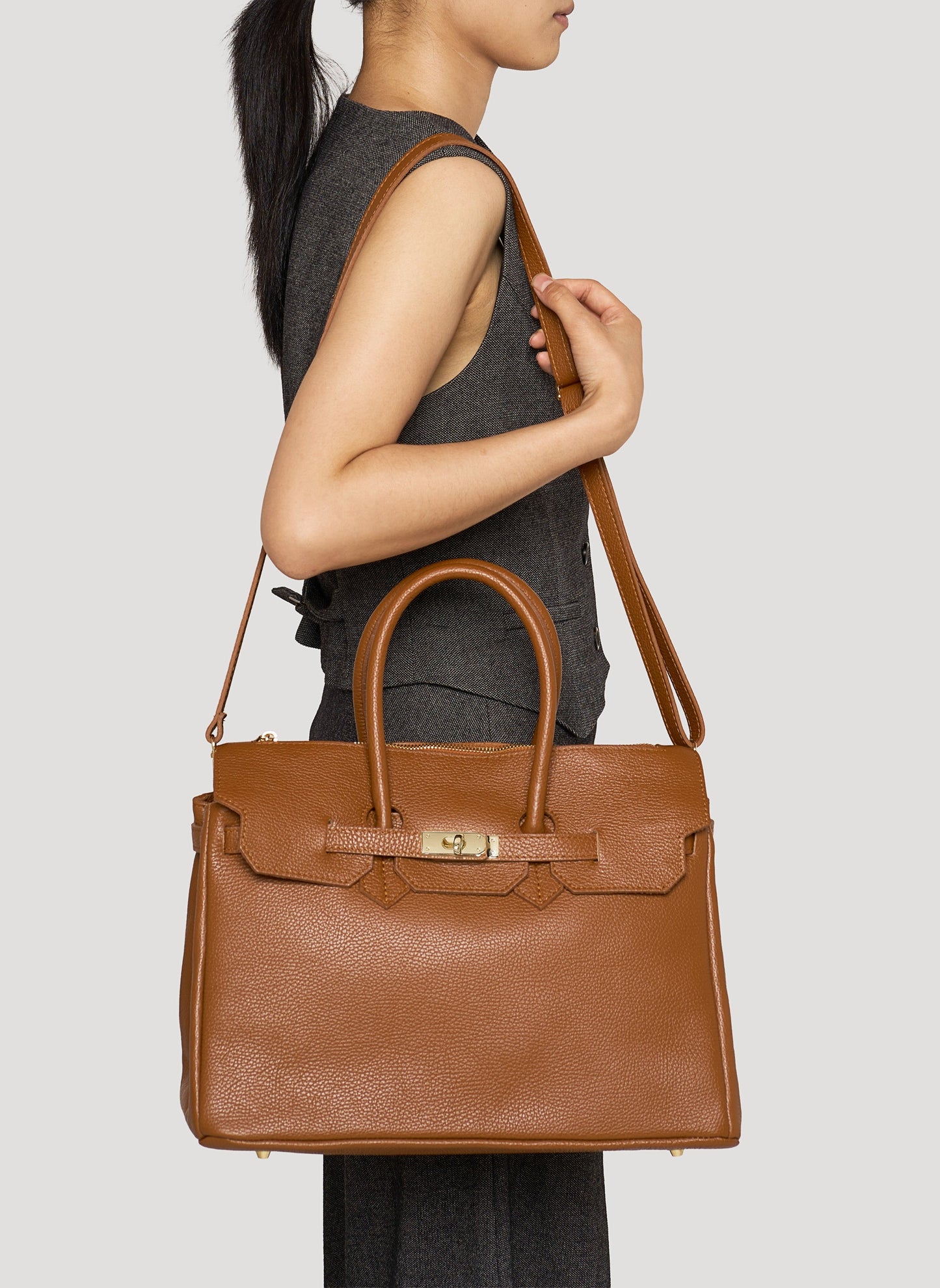 Borsa Elizabeth in Pelle Togo Cuoio