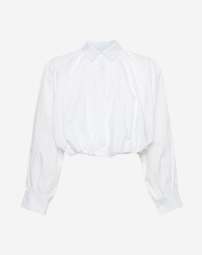BUBBLE HEM POPLIN BLOUSE CRÈME