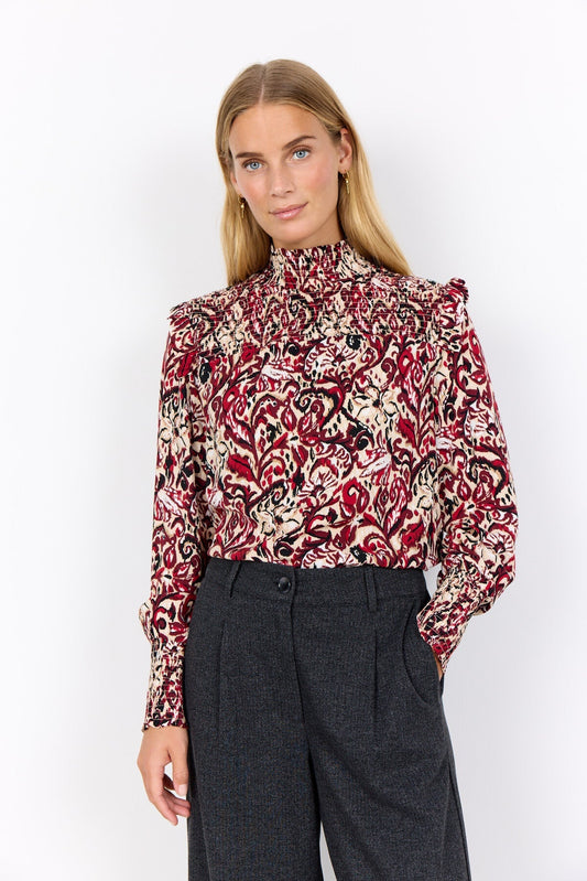 Isabella™ – Blusa Floral de Cuello Alto