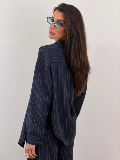 Coordinato blu gessato 25003