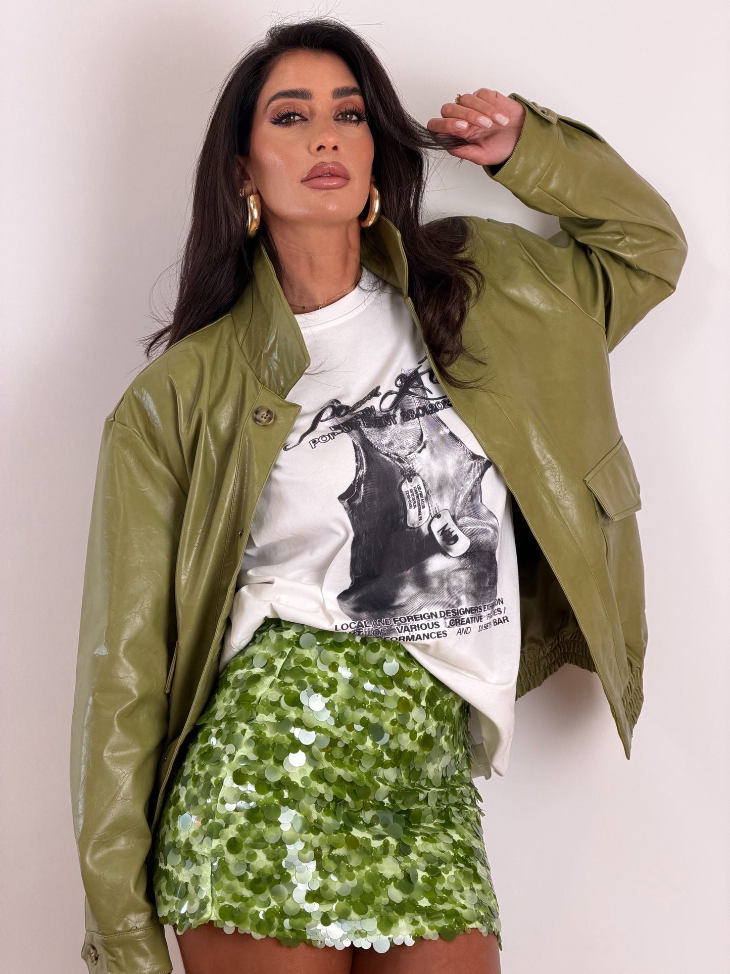 Giubbotto ecopelle verde 3505