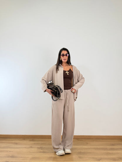 Coordinato beige gessato 25003