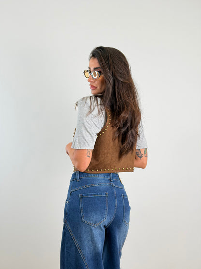 Gilet brown borchie 8388