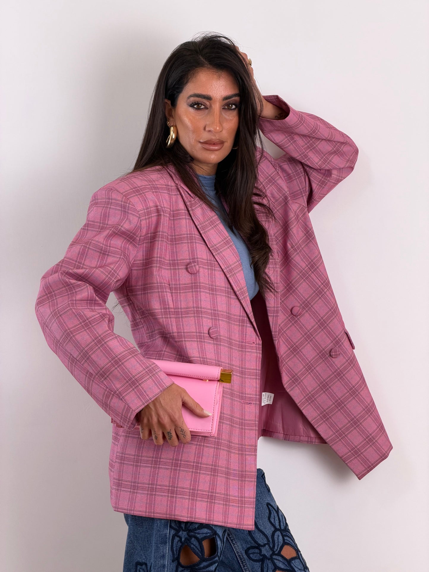 Blazer rosa quadri 13317